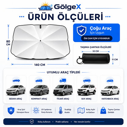 Gölgex Katlanabilir Kompakt Oto Güneş Koruyucu